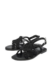 Ravel Black Textile Weave Flat Sandals - Image 2 of 3