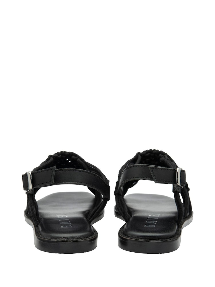 Ravel Black Textile Weave Flat Sandals - Image 3 of 3
