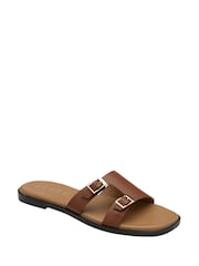 Ravel Brown Leather Mule Sandals - Image 1 of 4