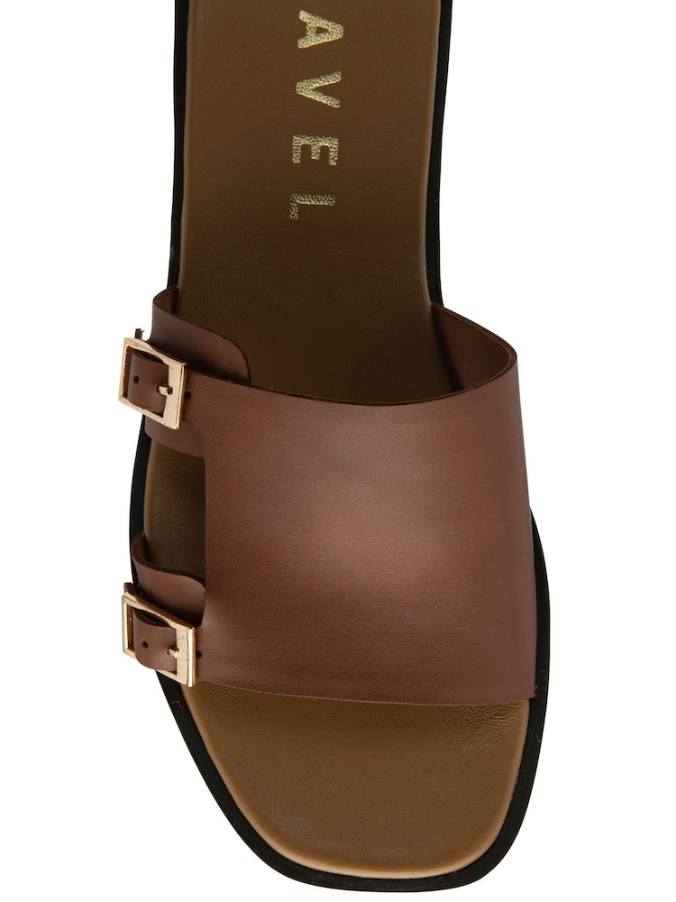 Ravel Brown Leather Mule Sandals - Image 4 of 4