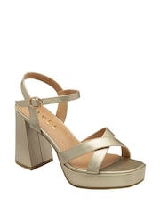 Ravel Gold Cross Strap Open Toe Platform Sandals - Image 1 of 4