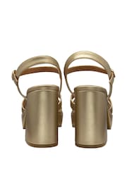 Ravel Gold Cross Strap Open Toe Platform Sandals - Image 3 of 4
