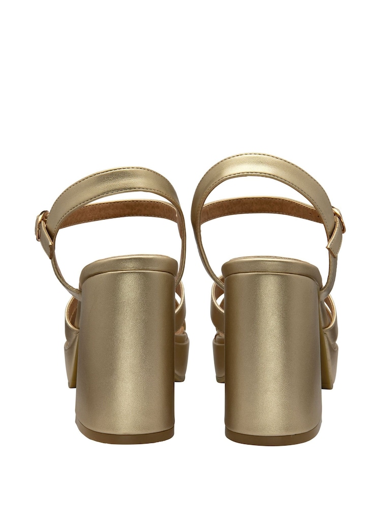 Ravel Gold Cross Strap Open Toe Platform Sandals - Image 3 of 4