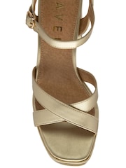 Ravel Gold Cross Strap Open Toe Platform Sandals - Image 4 of 4