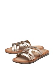 Ravel Gold Leather Flat Mule Sandals - Image 2 of 4
