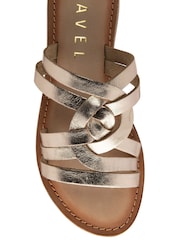 Ravel Gold Leather Flat Mule Sandals - Image 4 of 4