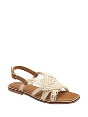 Ravel Cream Textile Weave Flat Sandals - Image 1 of 4