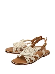 Ravel Cream Textile Weave Flat Sandals - Image 2 of 4