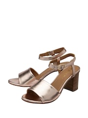 Ravel Gold Leather Peep-Toe Sandals - Image 2 of 4
