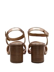 Ravel Gold Leather Peep-Toe Sandals - Image 3 of 4