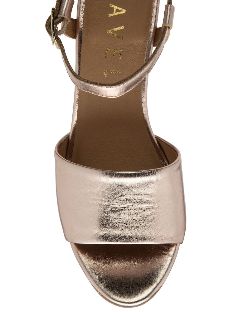 Ravel Gold Leather Peep-Toe Sandals - Image 4 of 4
