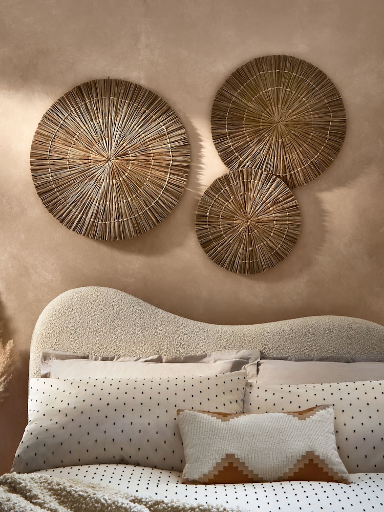 Set of 3 Neutral Woven Rattan Wall Plaques - Image 1 of 5