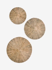 Set of 3 Neutral Woven Rattan Wall Plaques - Image 4 of 5