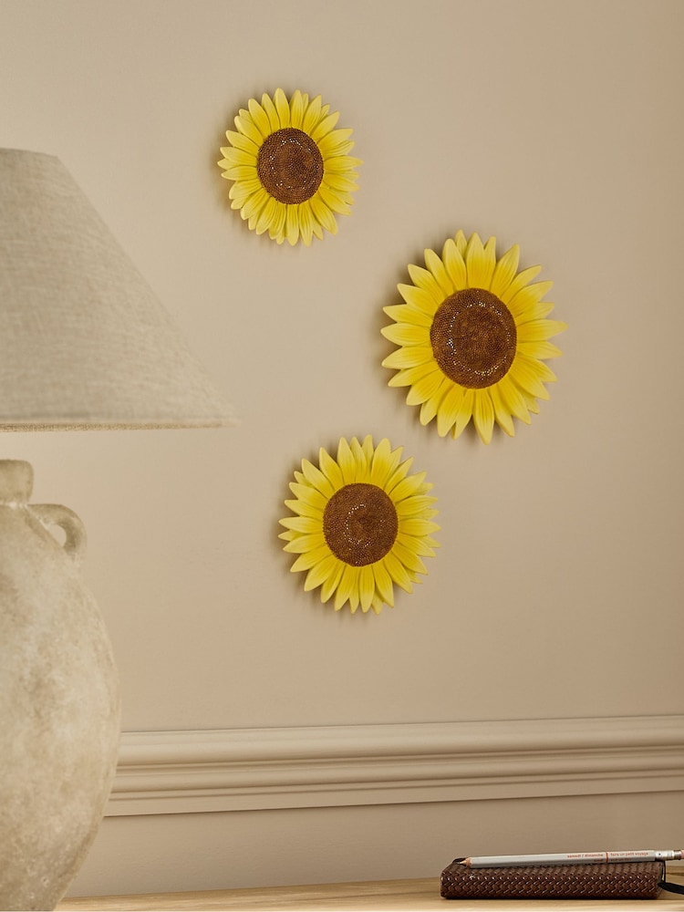 Set of 3 Yellow Sunflowers Wall Plaques - Image 2 of 5