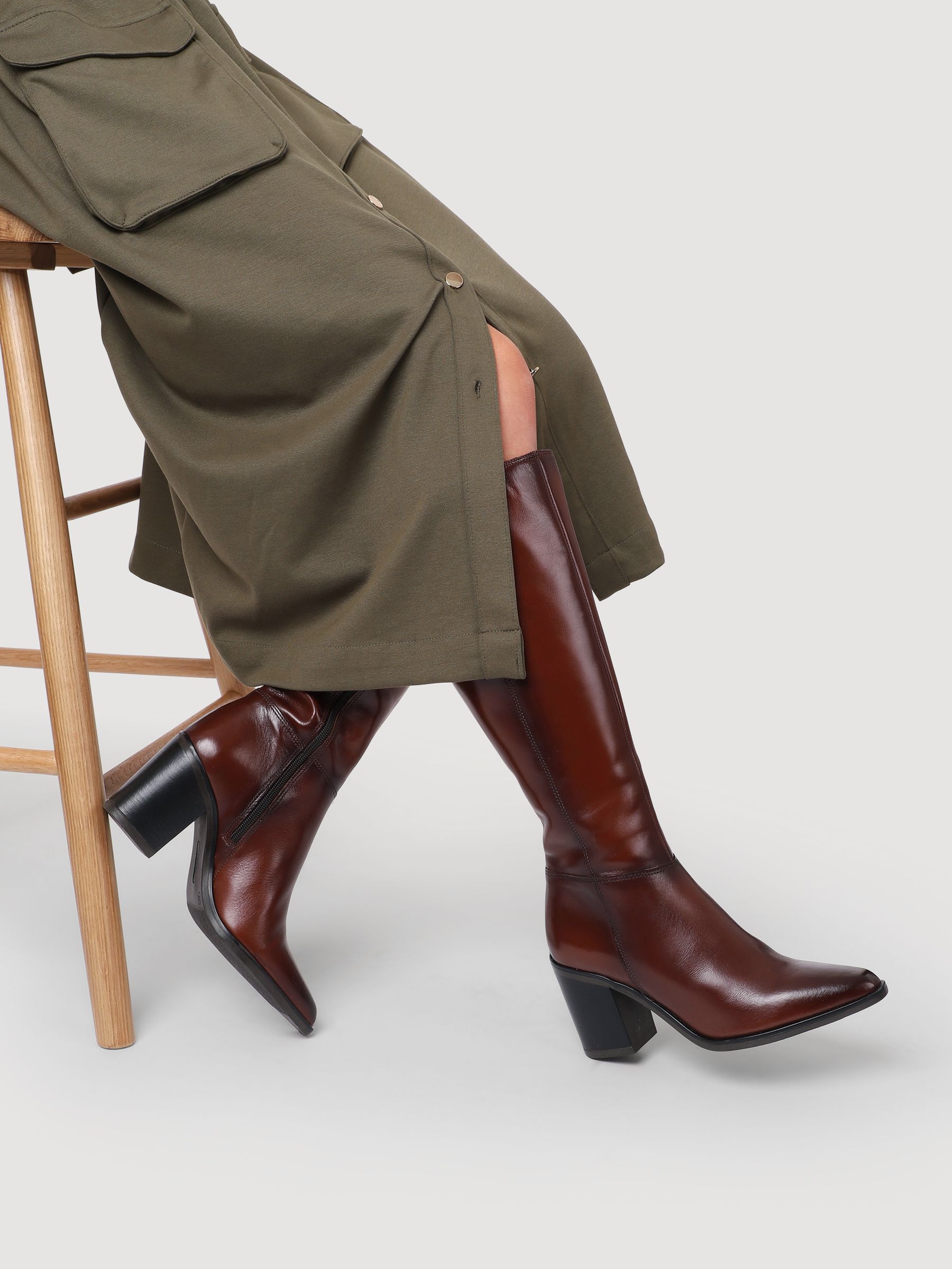 Jones Bootmaker Women's Brown Wide Calf Cagliari Knee High Boots