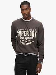 Superdry Brown Workwear Applique 100% Cotton Sweatshirt - Image 1 of 6