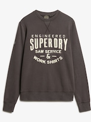 Superdry Brown Workwear Applique 100% Cotton Sweatshirt - Image 5 of 6