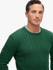 Superdry Green Cotton Classic Cable Knit Crew Jumper - Image 3 of 5