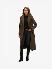 Superdry Green Double Breasted Wool Coat - Image 1 of 4