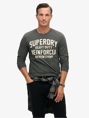 Superdry Green Workwear Appliqué Long Sleeve 100% Cotton Top - Image 1 of 3
