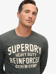 Superdry Green Workwear Appliqué Long Sleeve 100% Cotton Top - Image 3 of 3
