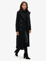Superdry Black Double Breasted Wool Coat - Image 2 of 3