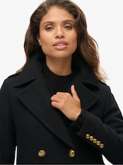 Superdry Black Double Breasted Wool Coat - Image 3 of 3