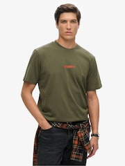 Superdry Green Micro Logo Graphic Loose 100% Cotton T-Shirt - Image 1 of 3