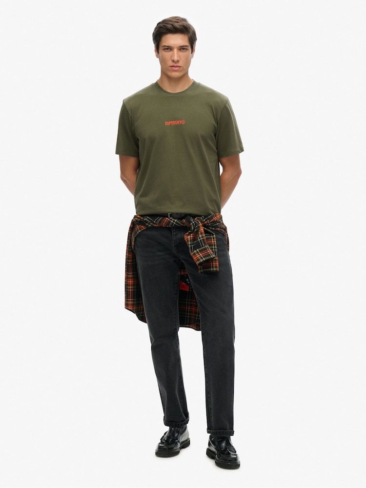 Superdry Green Micro Logo Graphic Loose 100% Cotton T-Shirt - Image 2 of 3