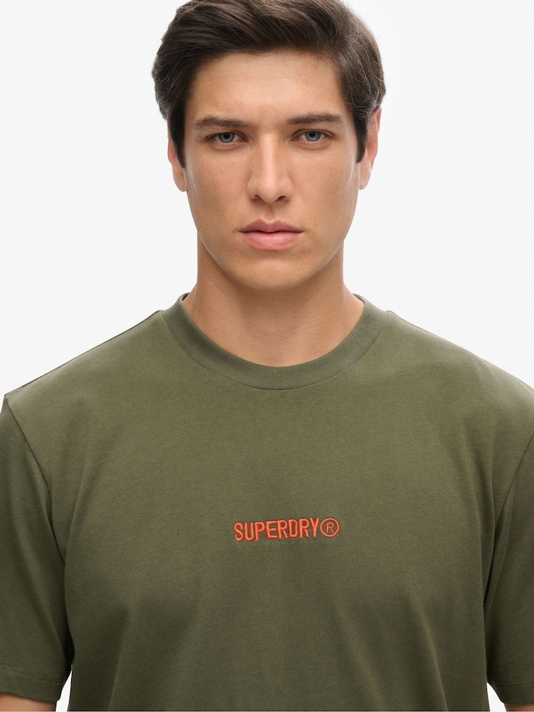 Superdry Green Micro Logo Graphic Loose 100% Cotton T-Shirt - Image 3 of 3