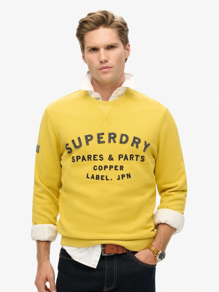 Superdry Yellow Workwear Appliqué Sweatshirt - Image 1 of 3
