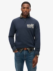 Superdry Blue Workwear Applique 100% Cotton Sweatshirt - Image 1 of 4