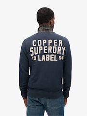 Superdry Blue Workwear Applique 100% Cotton Sweatshirt - Image 2 of 4