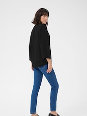 Kaffe KAariel V-Neck Sateen Regular Fit Black Blouse - Image 3 of 5