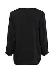 Kaffe KAariel V-Neck Sateen Regular Fit Black Blouse - Image 5 of 5