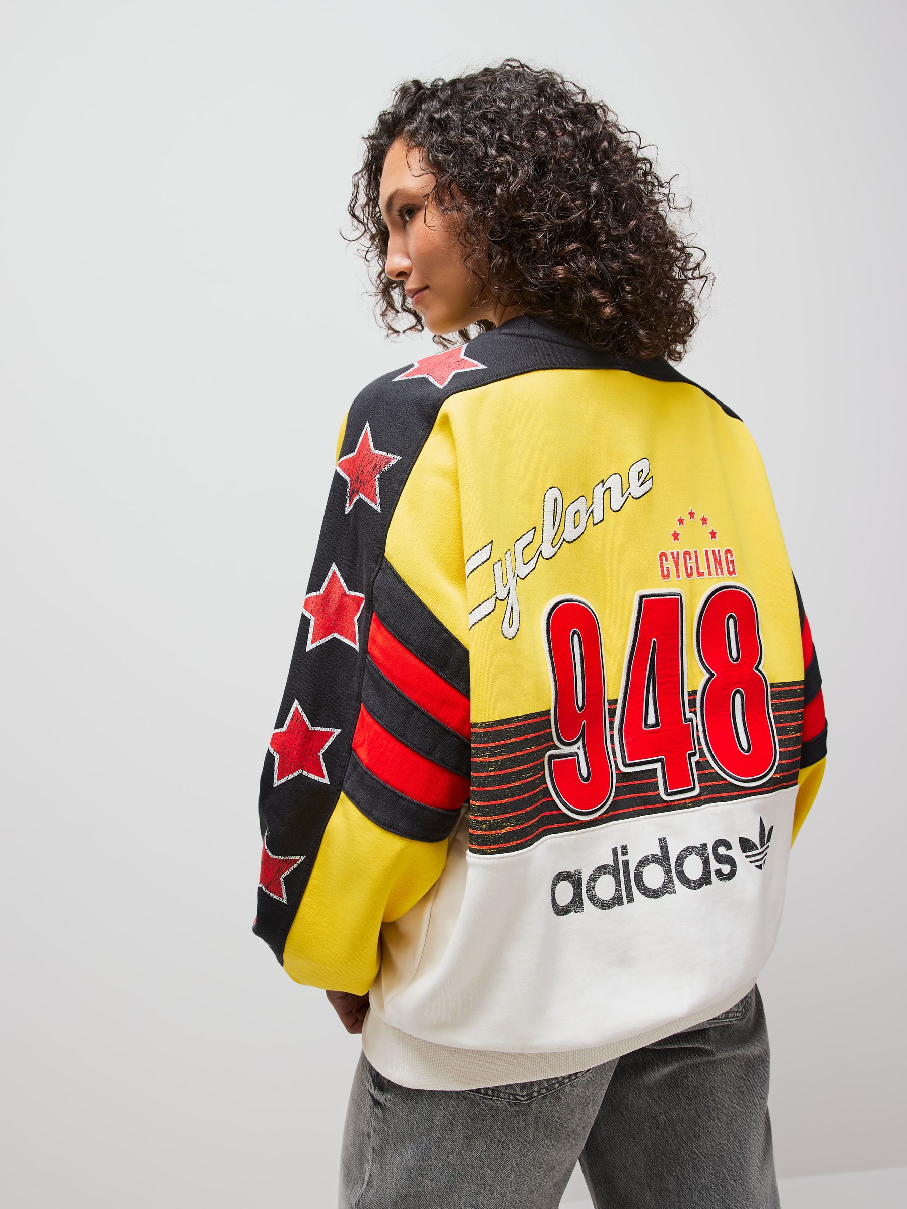 adidas サイクルジャージ　ビンテージ Buy adidas Originals Yellow Archive Cycling Oversize 100% Cotton