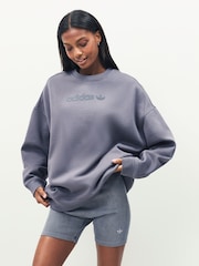 adidas Originals Grey Essentials Linear Oversize Crew Sweatshirt - Image 1 of 6