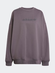 adidas Originals Grey Essentials Linear Oversize Crew Sweatshirt - Image 6 of 6