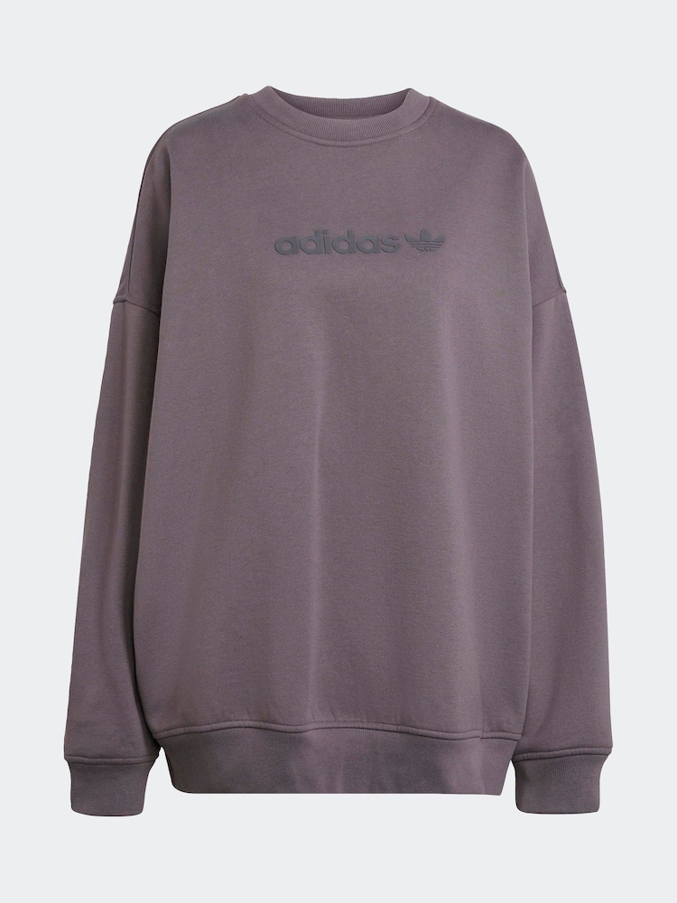adidas Originals Grey Essentials Linear Oversize Crew Sweatshirt - Image 6 of 6