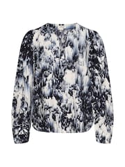 Soaked in Luxury Blue Jazzlyn Blouse 3/4 Sleeves Notch Neck Blouse - Image 5 of 6