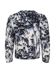 Soaked in Luxury Blue Jazzlyn Blouse 3/4 Sleeves Notch Neck Blouse - Image 6 of 6