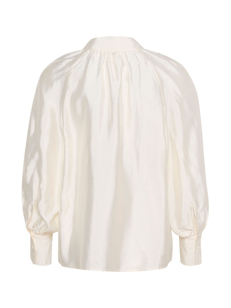 Soaked in Luxury Karolina Satin V-Notch Neck White Blouse - Image 6 of 6 Soaked in Luxury Karolina Satin V-Notch Neck White Blouse - Image 6 of 6