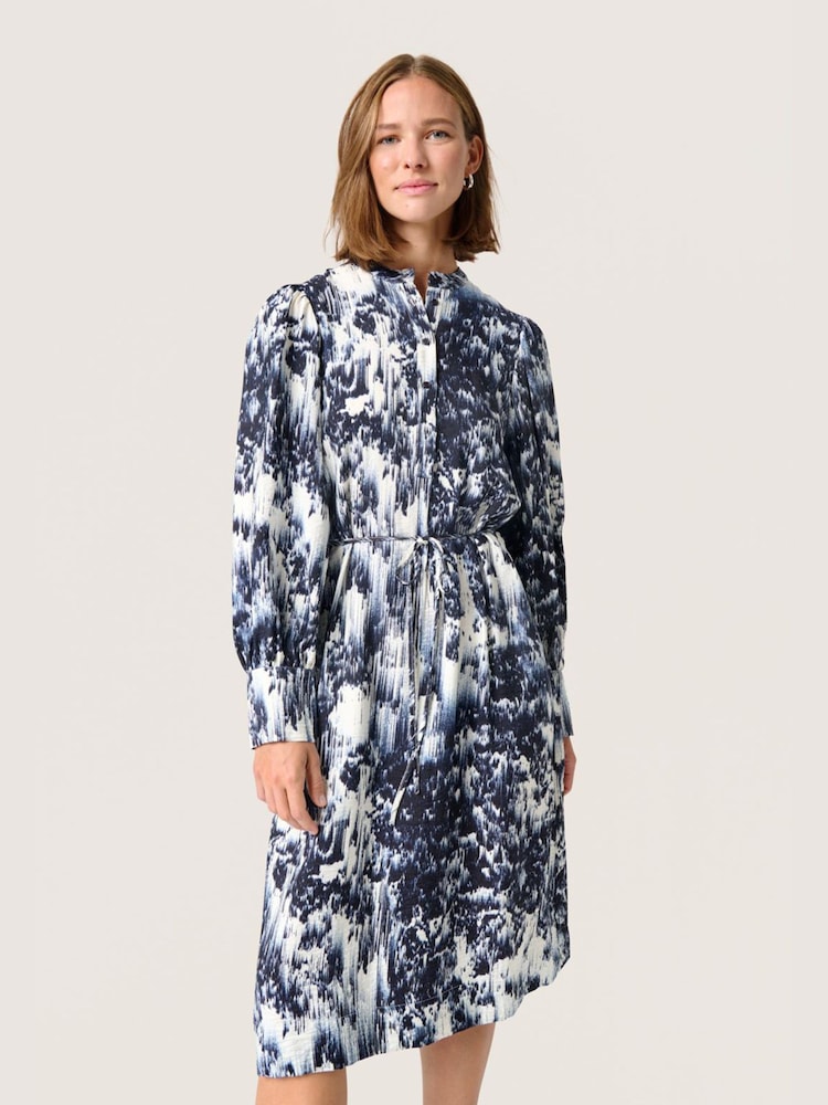 Soaked in Luxury Blue Jazzlyn Long Sleeves Buttons Dress - Image 1 of 5