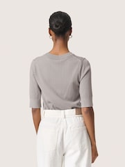Soaked in Luxury Spina Short Sleeve Rib Knit  Pullover T-shirt - Image 2 of 6