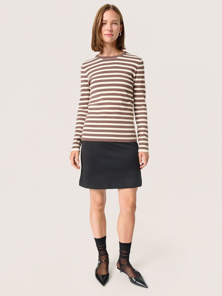 Soaked in Luxury Natural Spina Crew Neck Striped Pullover Jumper - Image 1 of 6