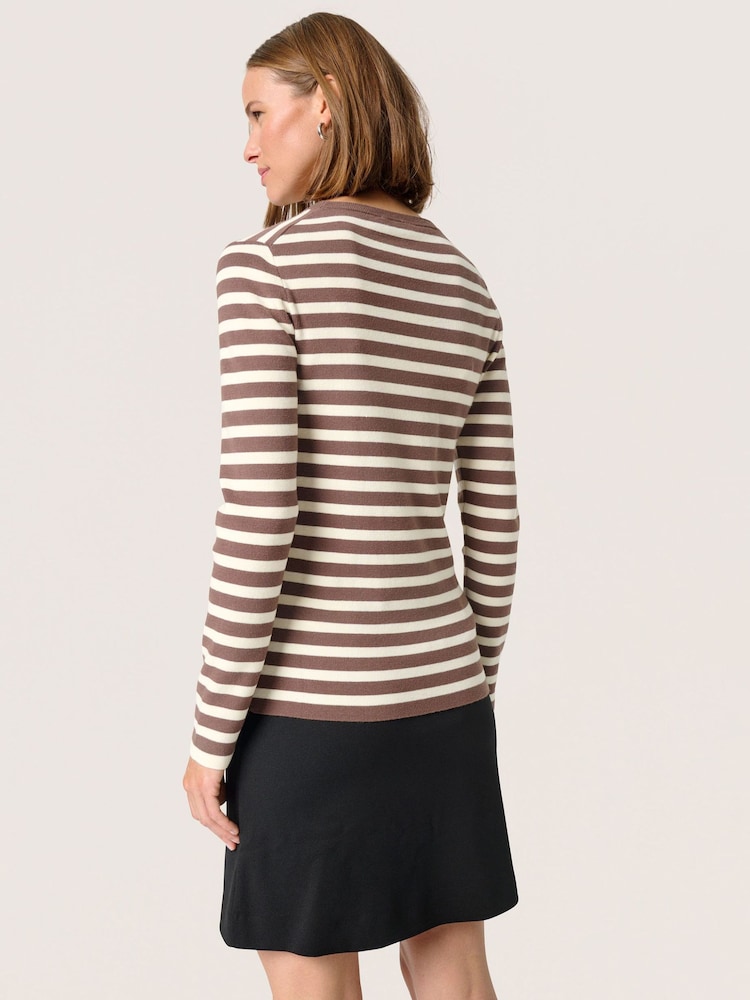 Soaked in Luxury Natural Spina Crew Neck Striped Pullover Jumper - Image 2 of 6