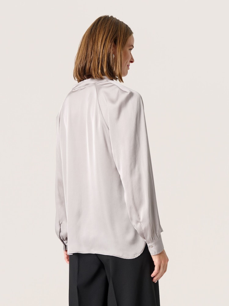 Soaked in Luxury Grey Ioana Long Sleeve Casual Fit Blouse - Image 2 of 6