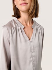 Soaked in Luxury Grey Ioana Long Sleeve Casual Fit Blouse - Image 4 of 6