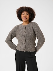 Soaked in Luxury Grey Babbette Boucle Knit Buttons Cardigan - Image 1 of 5