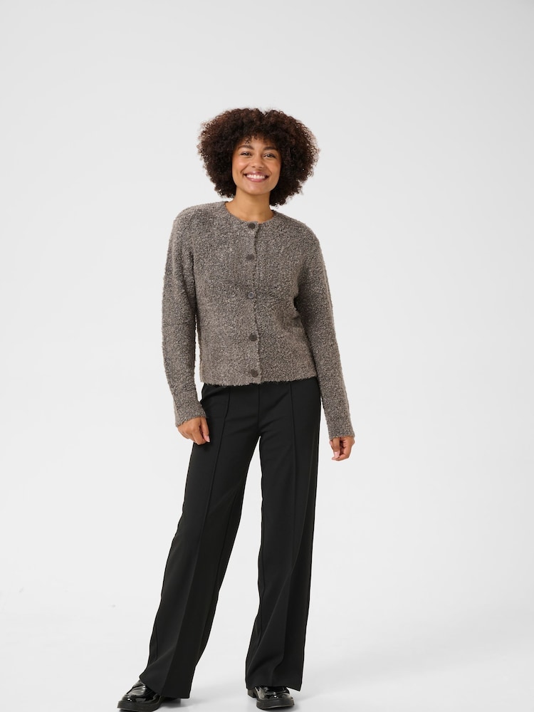 Soaked in Luxury Grey Babbette Boucle Knit Buttons Cardigan - Image 2 of 5